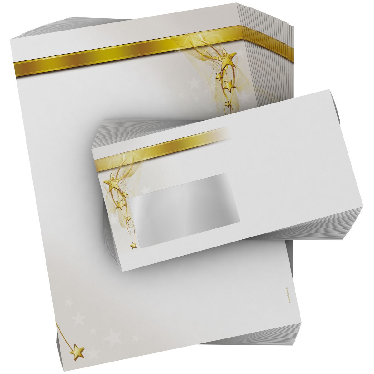 Detailansicht vom Weihnachtsbriefpapier Sternen-Band mit winterlichem Design