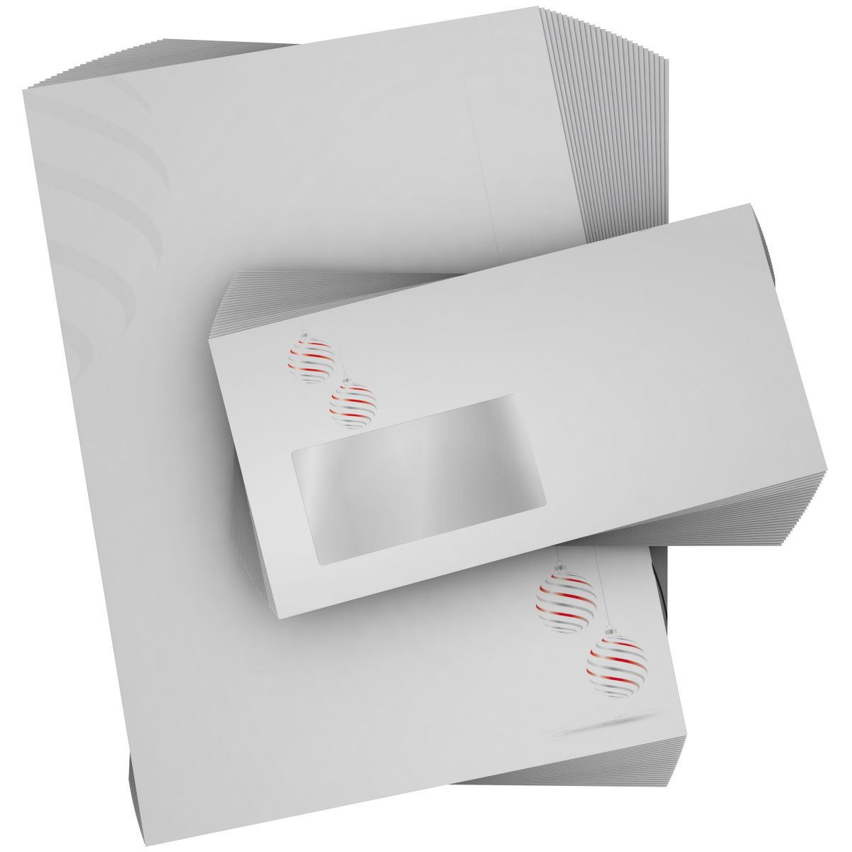 Detailansicht vom Weihnachtsbriefpapier Edle Weihnachtskugeln mit winterlichem Design
