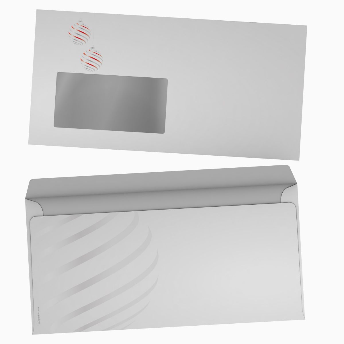 Weihnachtsbriefpapier Edle Weihnachtskugeln mit Fensterkuverts