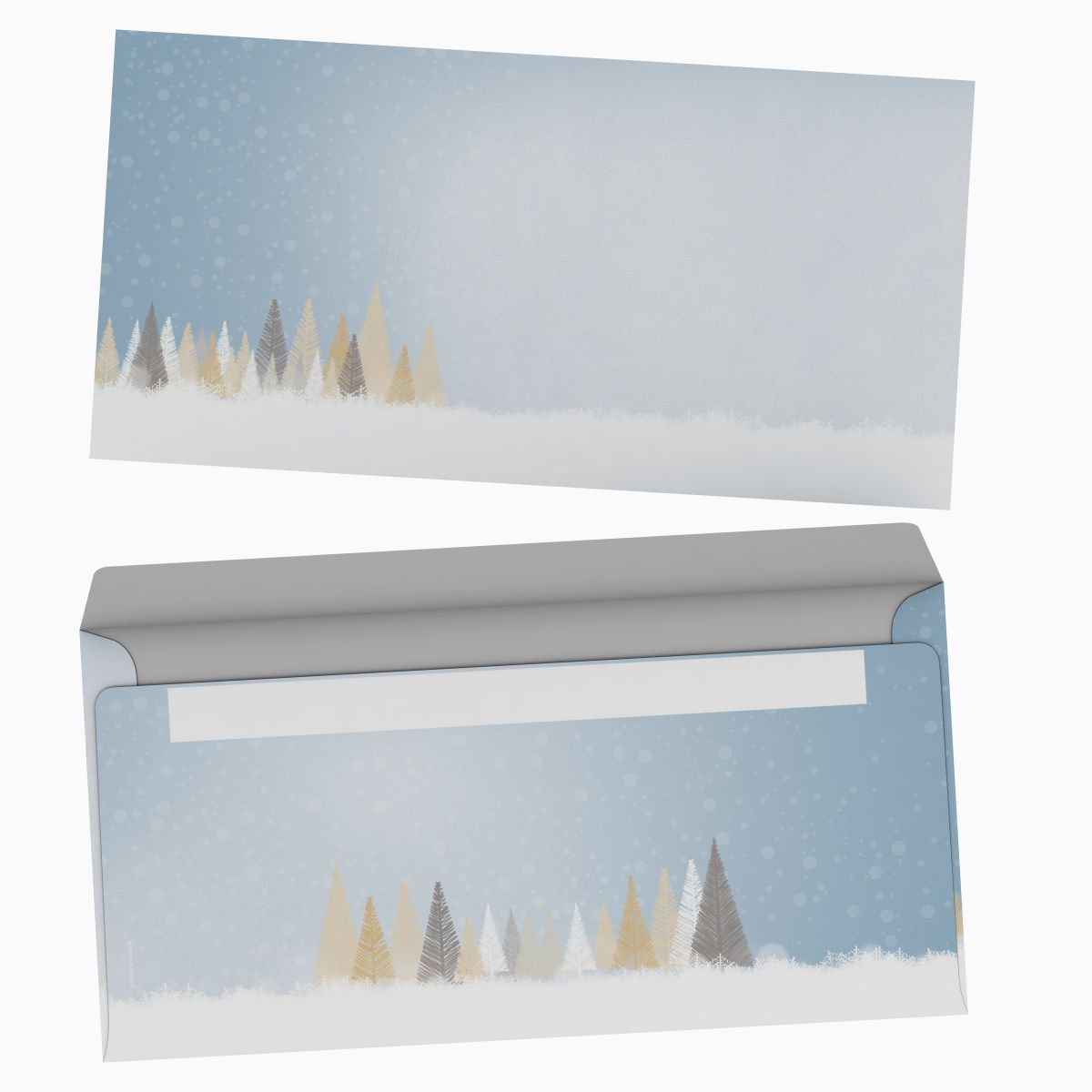 Weihnachtsbriefpapier Winterlicher Märchenwald mit Kuverts ohne Fenster