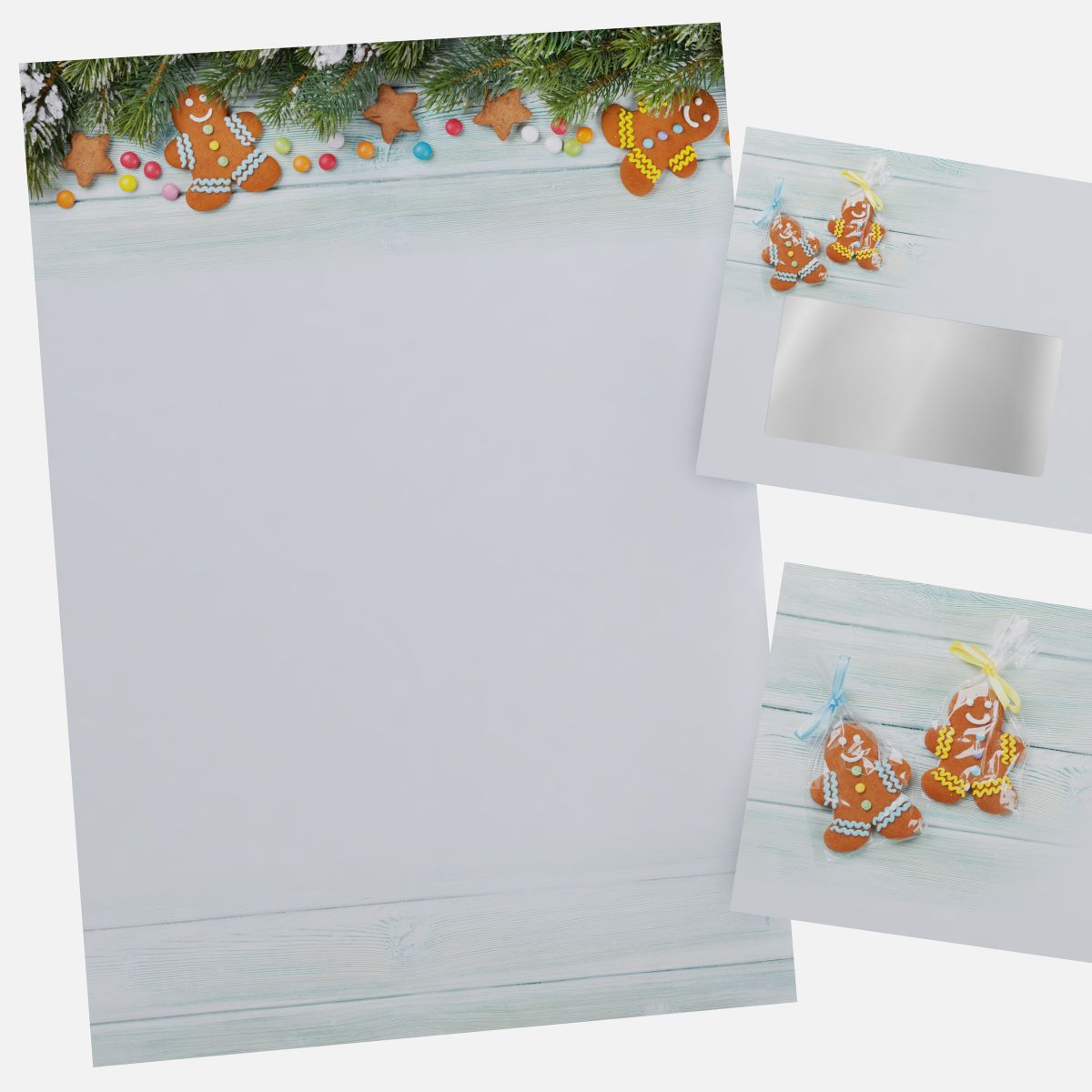 Festliches Weihnachtsbriefpapier mit Motiv Lebkuchenmann in DIN A4