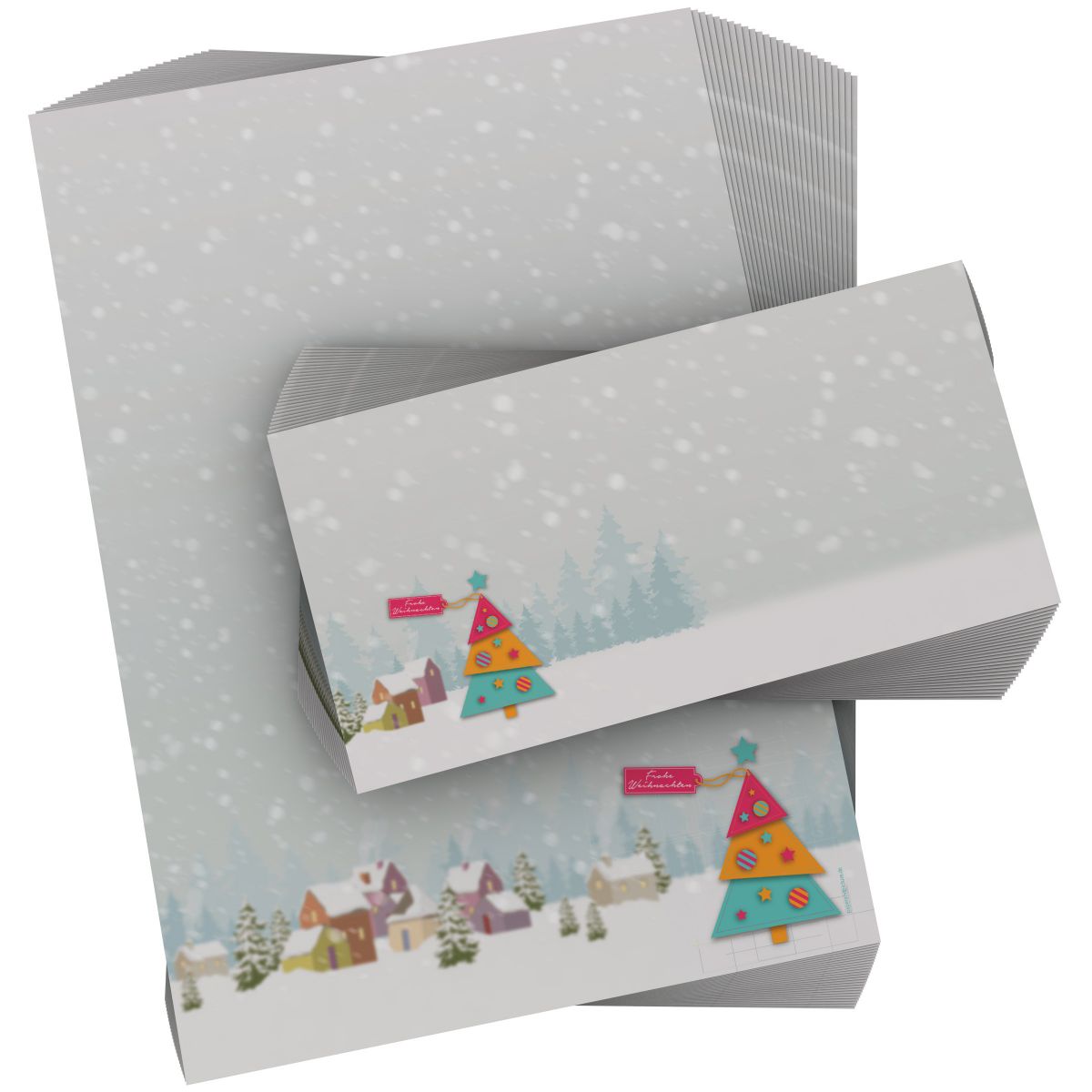 Atmospheric Colourful Christmas Tree Christmas stationery for corporate holiday mailings