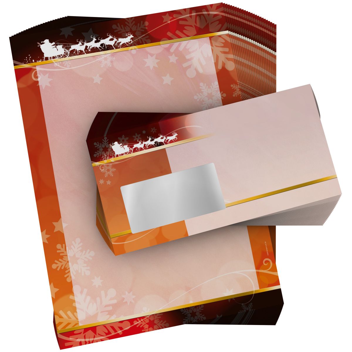 Detailansicht vom Weihnachtsbriefpapier Santa Claus mit winterlichem Design