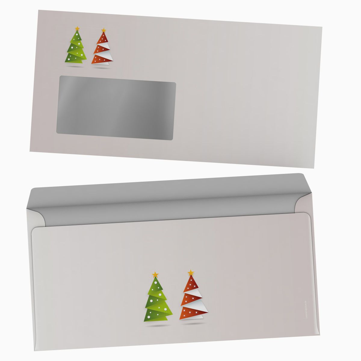 Christmas stationery Paper Christmas Tree GREEN with window envelopes