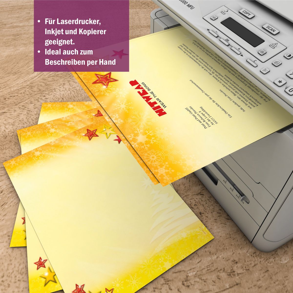 Weihnachtsbriefpapier DIN A4 Weihnachtssterne – Motivdetail