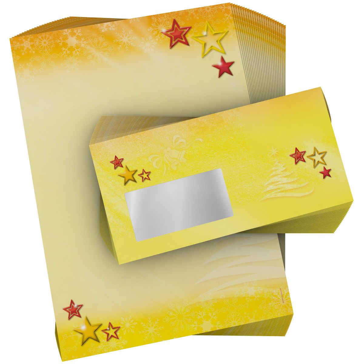 Detailansicht vom Weihnachtsbriefpapier Weihnachtssterne mit winterlichem Design