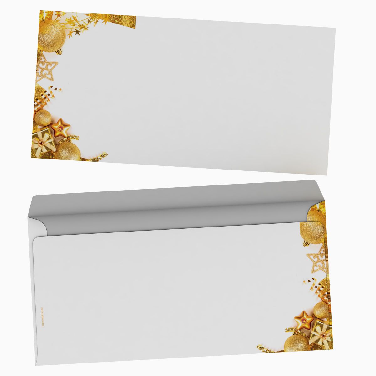 Christmas stationery Golden Chritsmas Items with windowless envelopes
