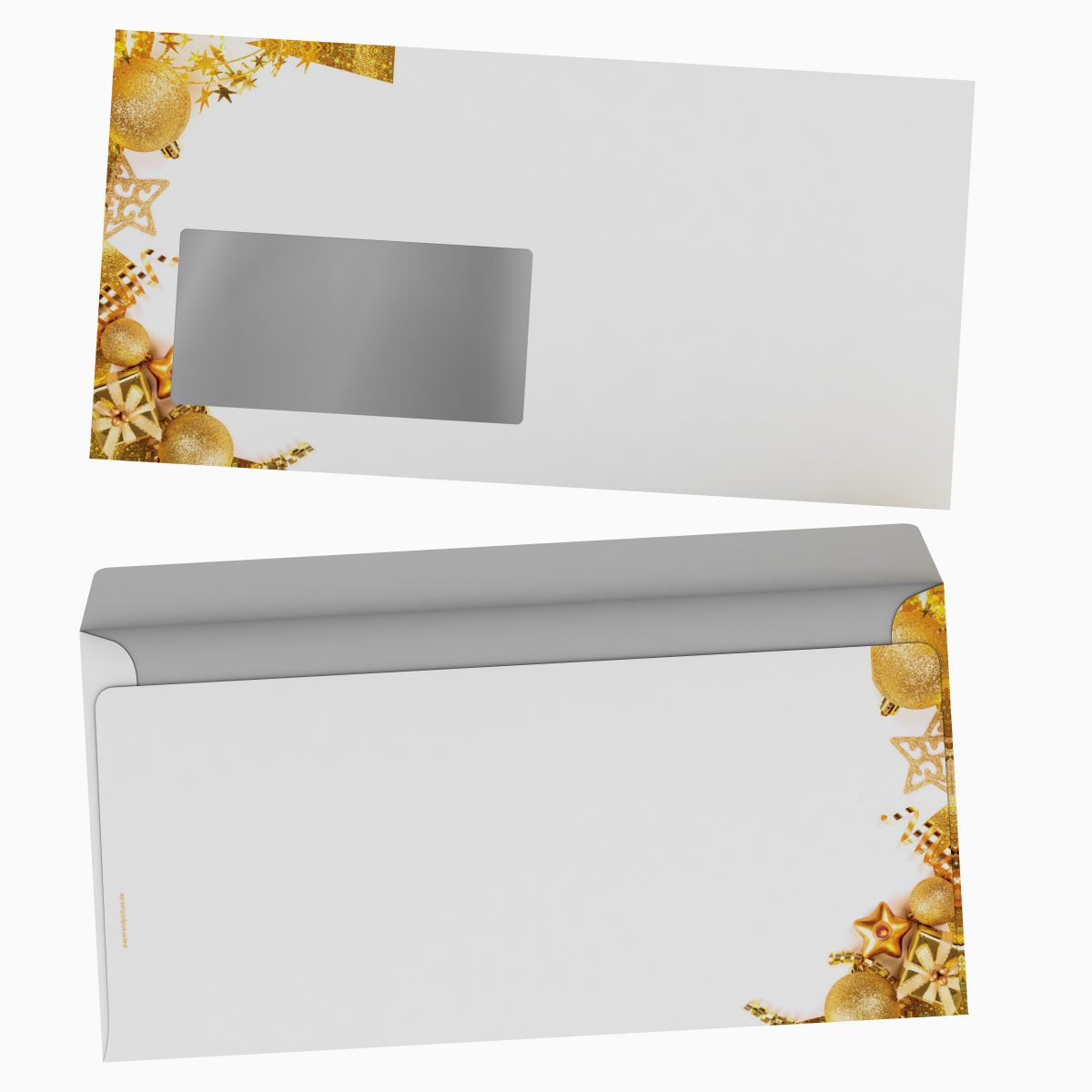 Christmas stationery Golden Chritsmas Items with window envelopes