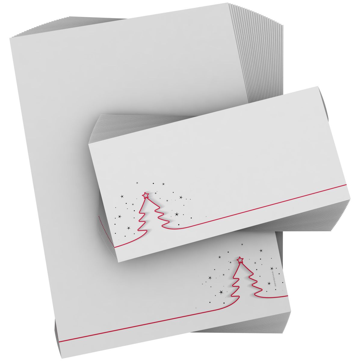 Atmospheric Red Christmas Tree Christmas stationery for corporate holiday mailings