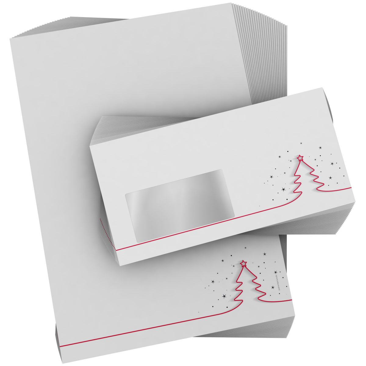 Christmas stationery set Red Christmas Tree with envelopes