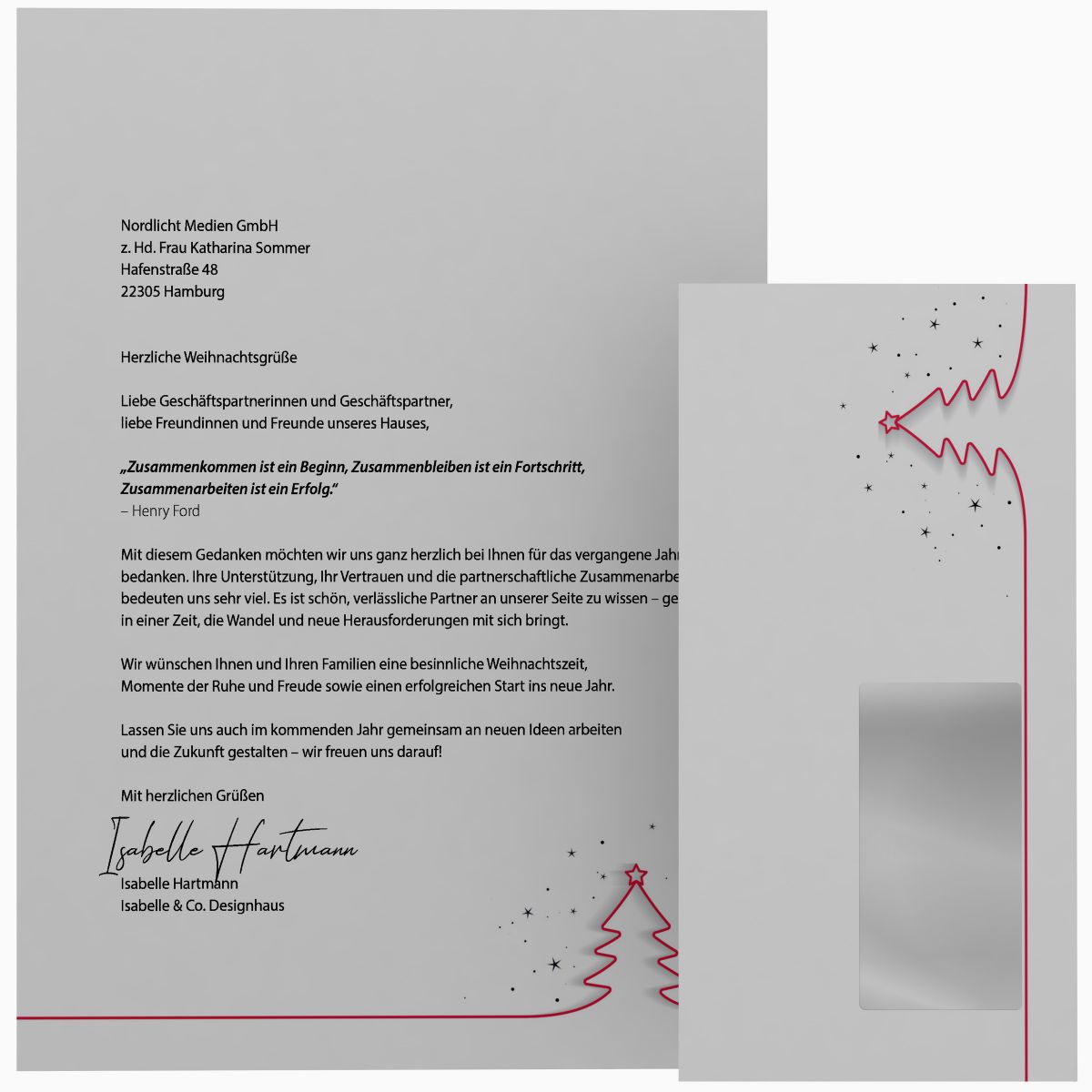 A4 Christmas stationery Red Christmas Tree – design detail