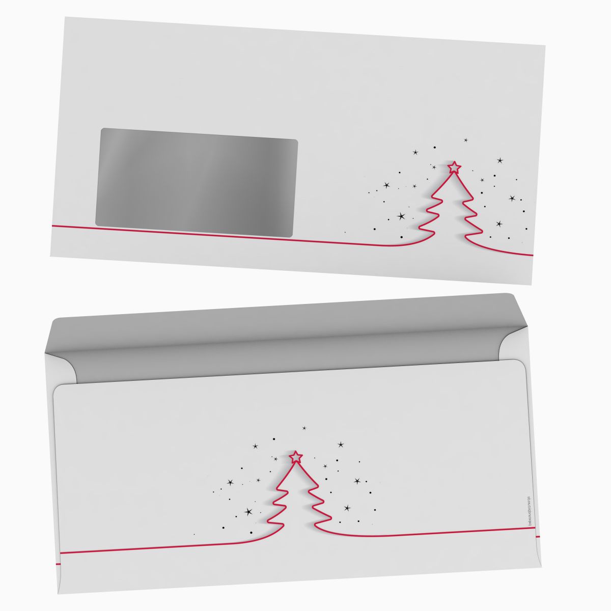 Christmas stationery Red Christmas Tree with window envelopes