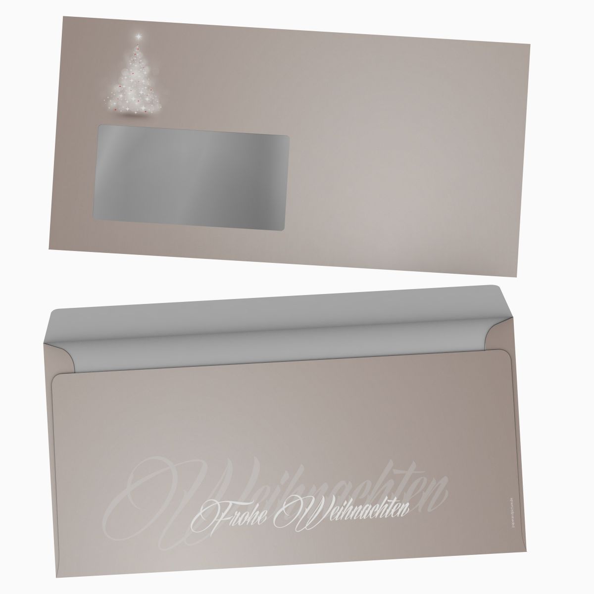 Weihnachtsbriefpapier Verträumter Lichterbaum mit Fensterkuverts