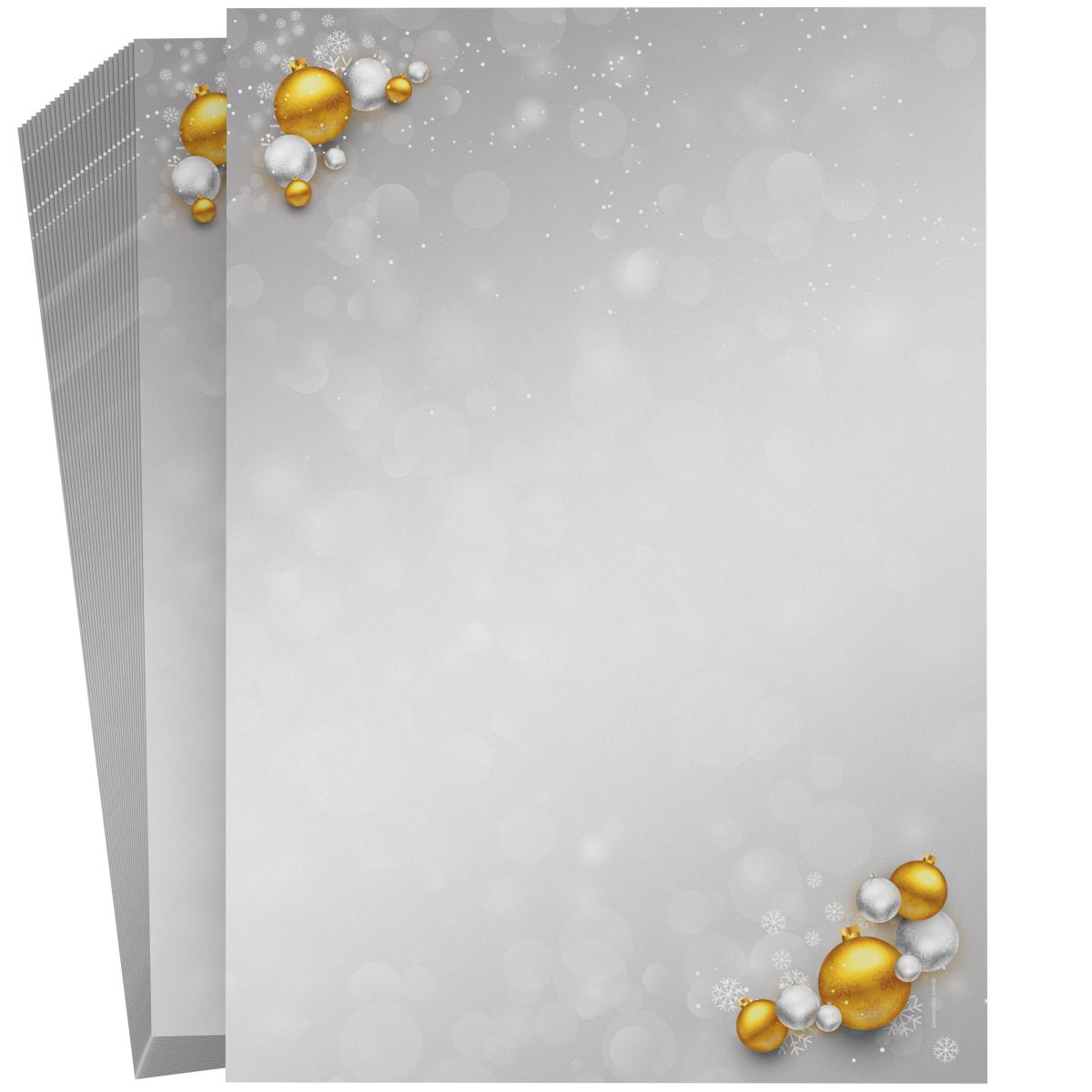 Premium Christmas Baubles Silver and Gold Christmas stationery for the holidays