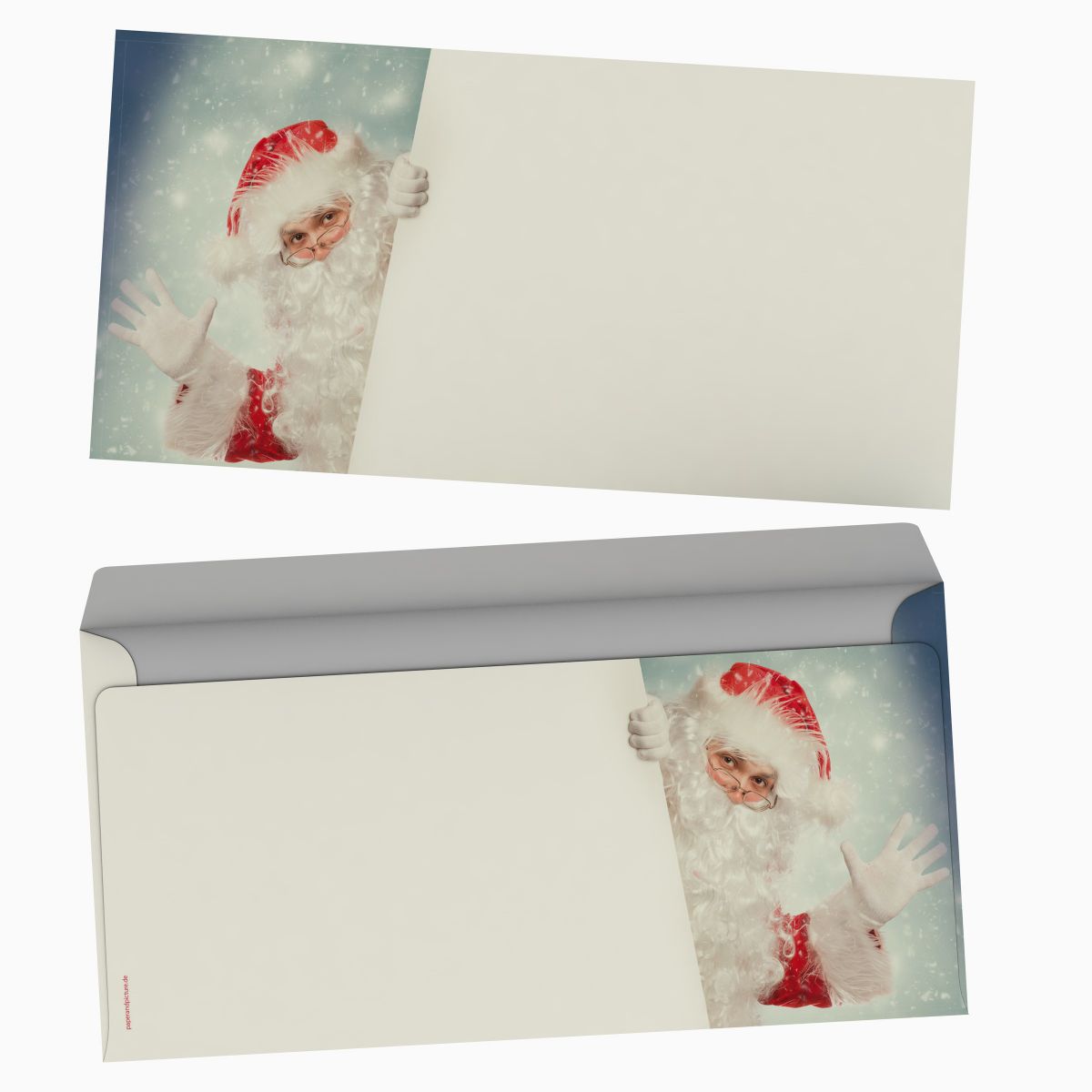 Christmas stationery Santa Claus is coming with windowless envelopes