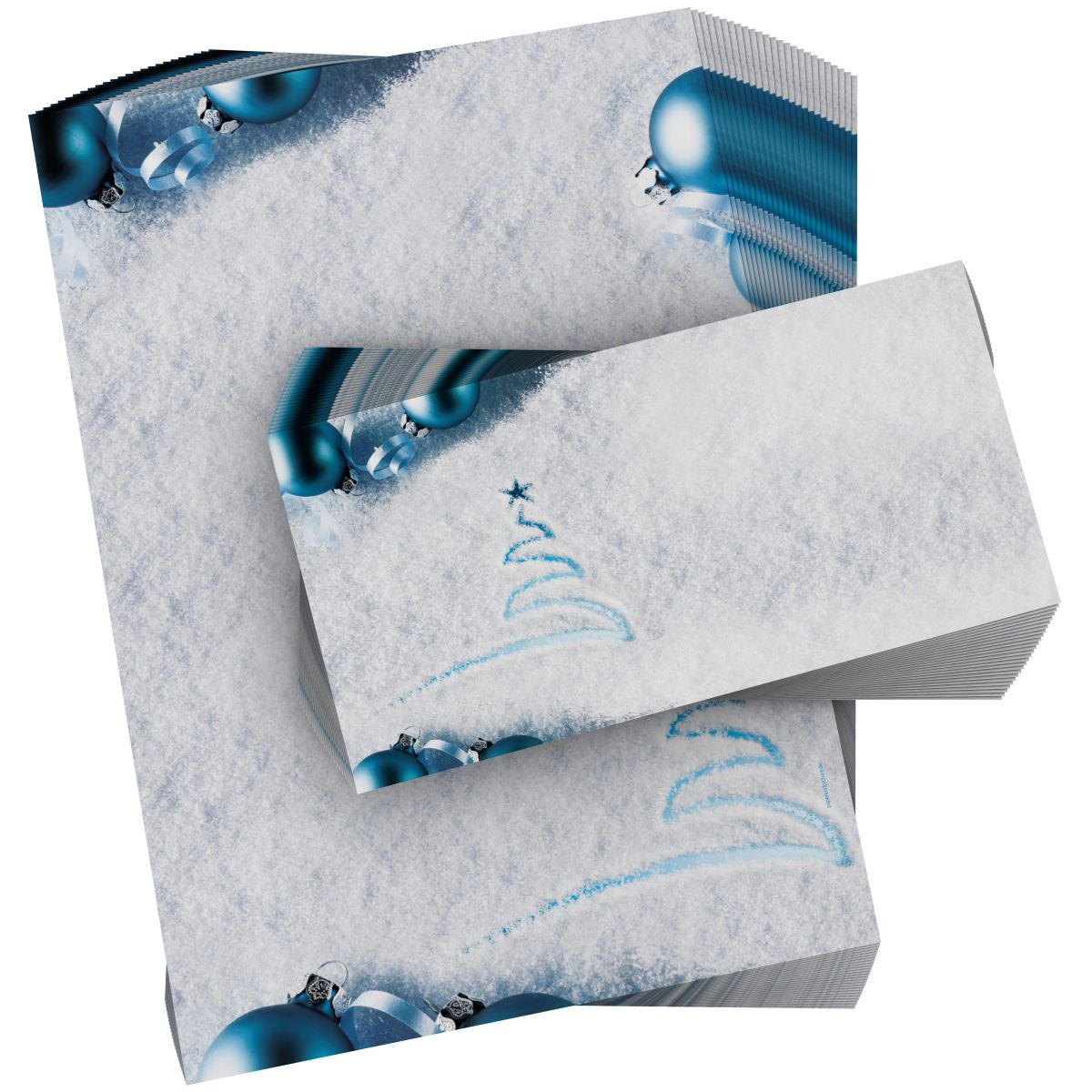 Stimmungsvolles Weihnachtsbriefpapier Spuren im Schnee für geschäftliche Grüße und Firmen