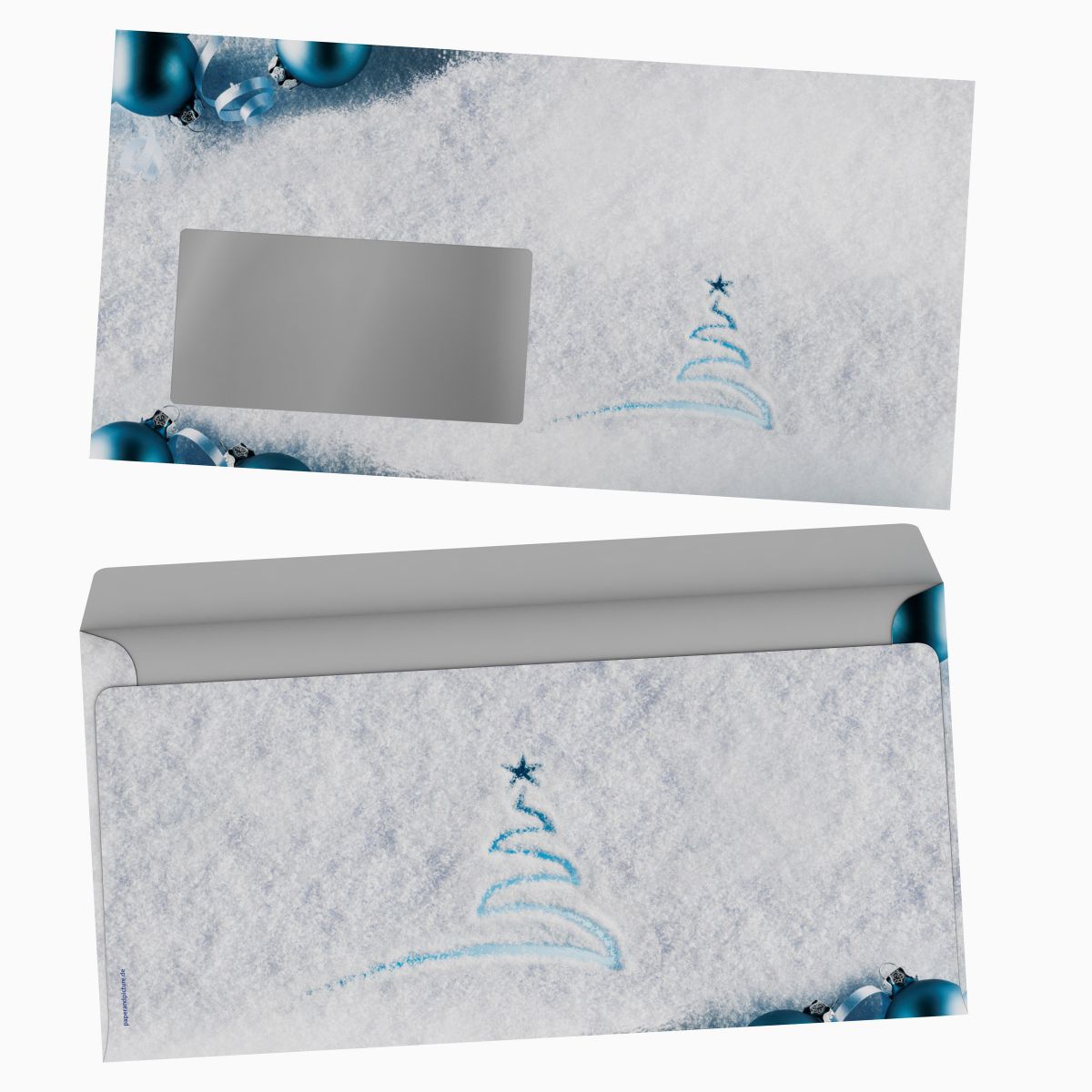 Weihnachtsbriefpapier Spuren im Schnee mit Fensterkuverts
