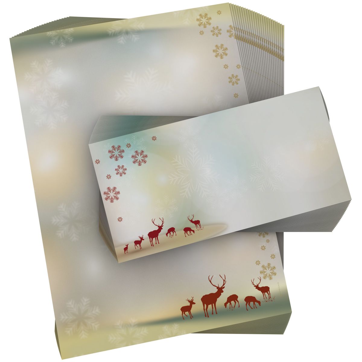 Atmospheric Reindeers Christmas stationery for corporate holiday mailings
