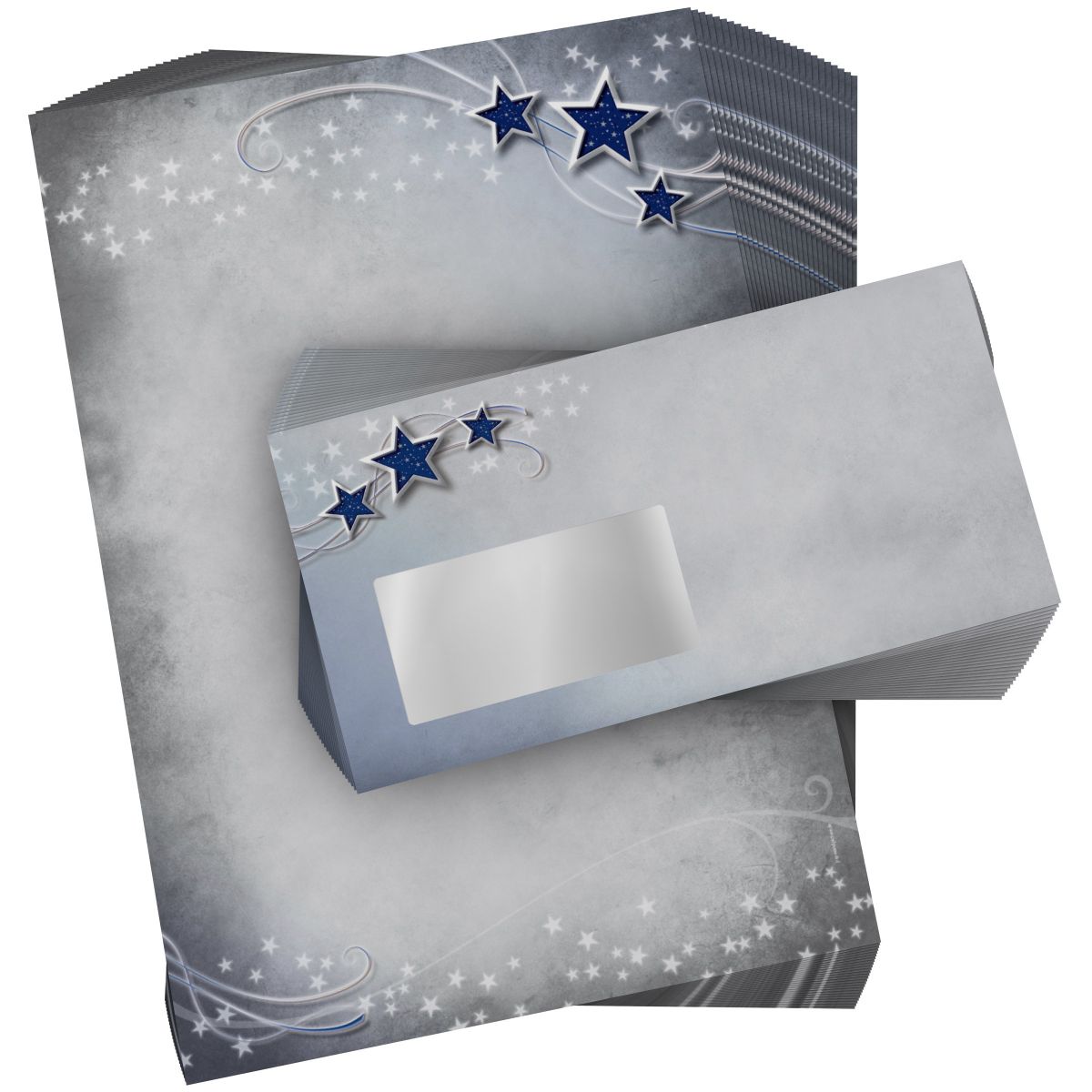 Detailansicht vom Weihnachtsbriefpapier Simply Stars mit winterlichem Design