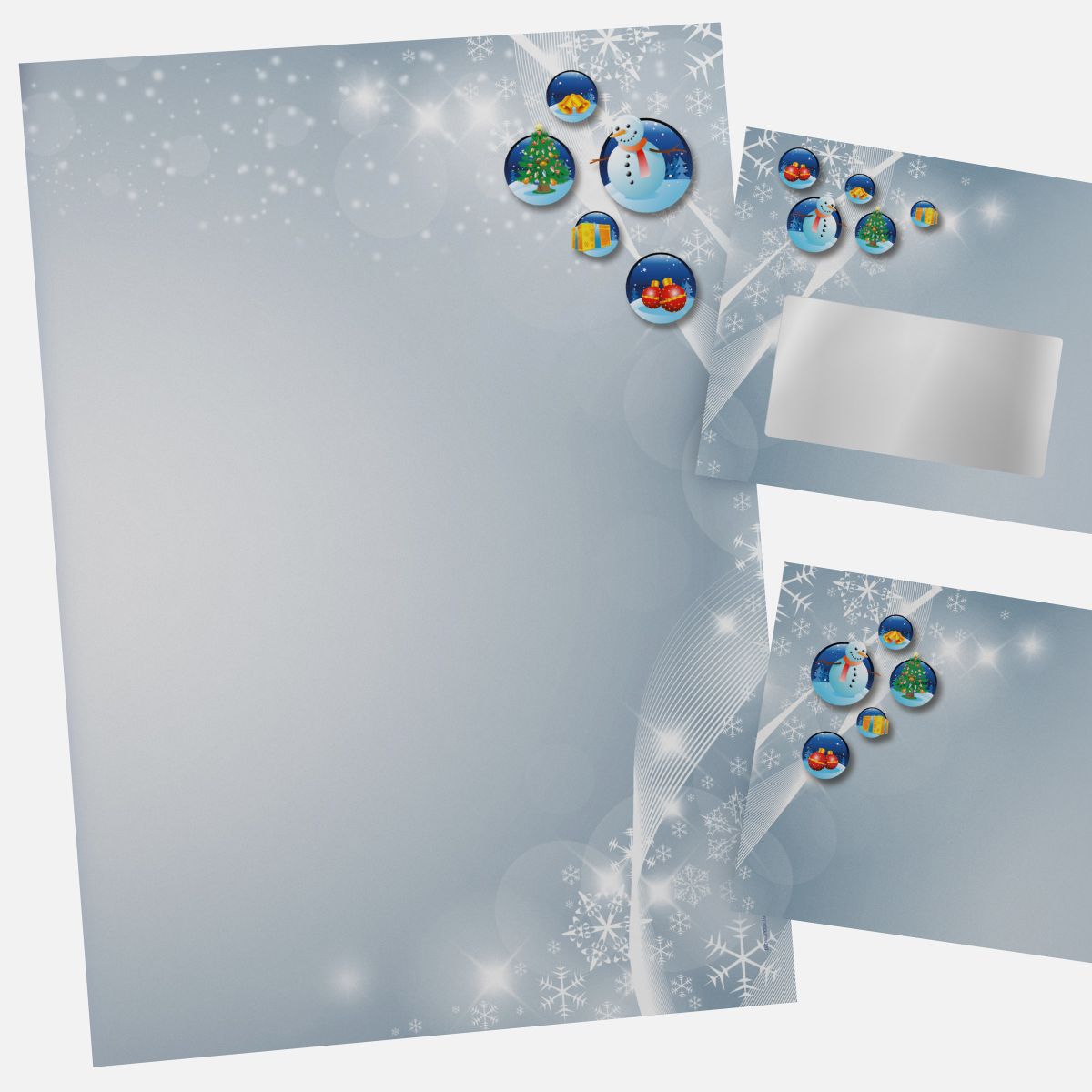 Festive Christmas stationery with Christmas Snowbaubles motif DIN A4