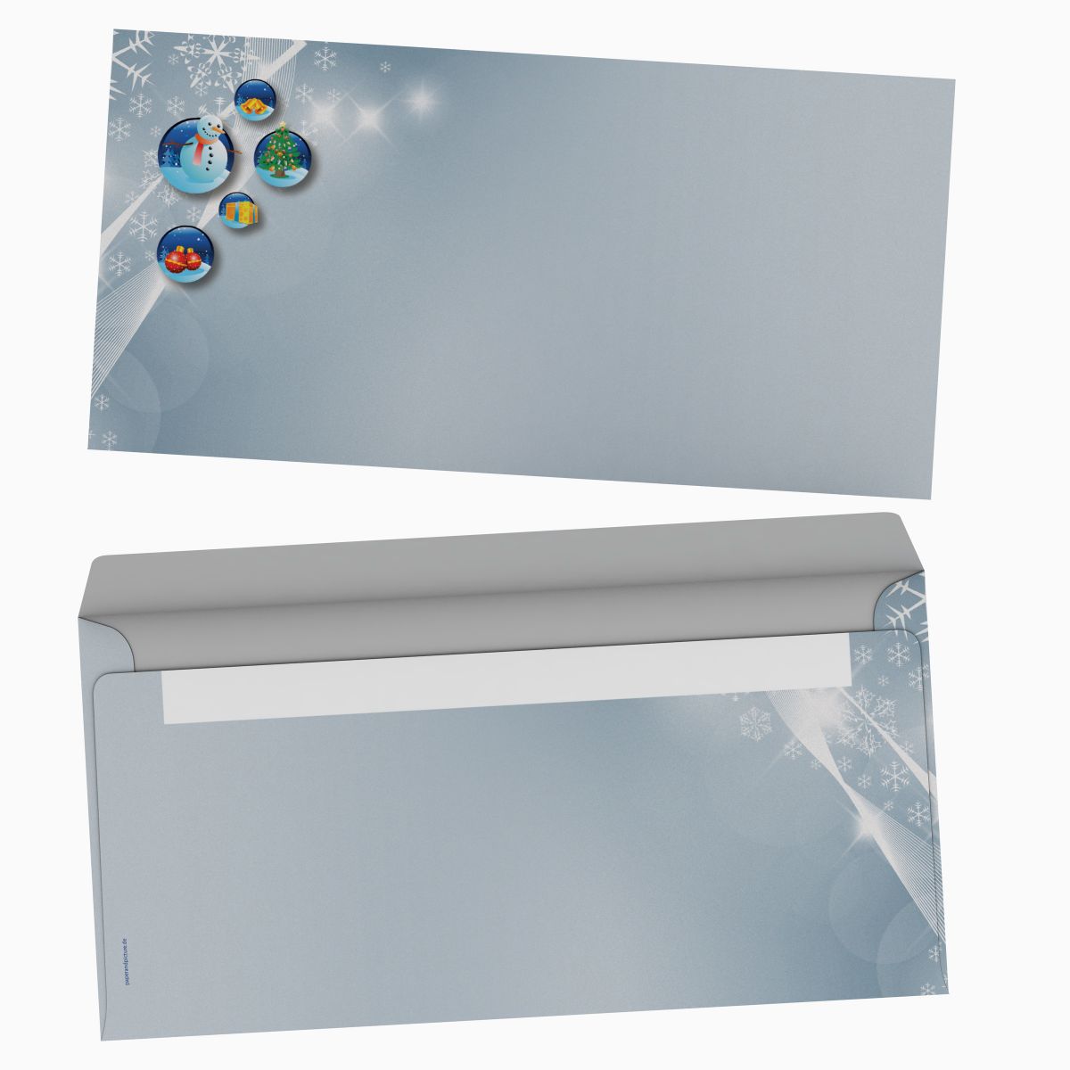 Christmas stationery Christmas Snowbaubles with windowless envelopes