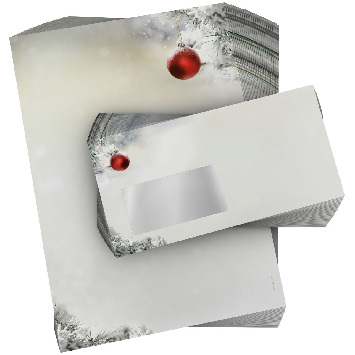 Detailansicht vom Weihnachtsbriefpapier Stille Nacht mit winterlichem Design
