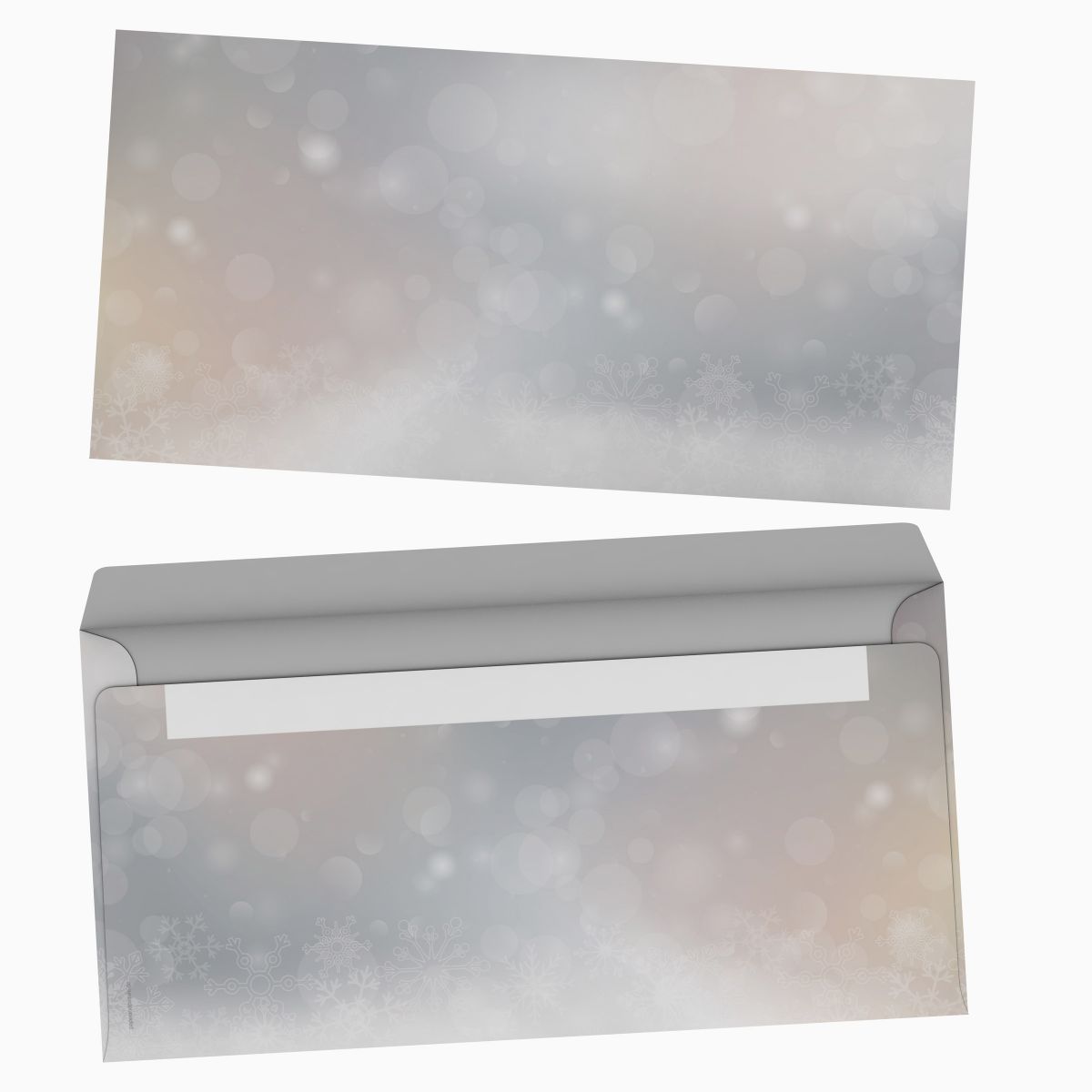 Weihnachtsbriefpapier Tanzende Flocken mit Kuverts ohne Fenster