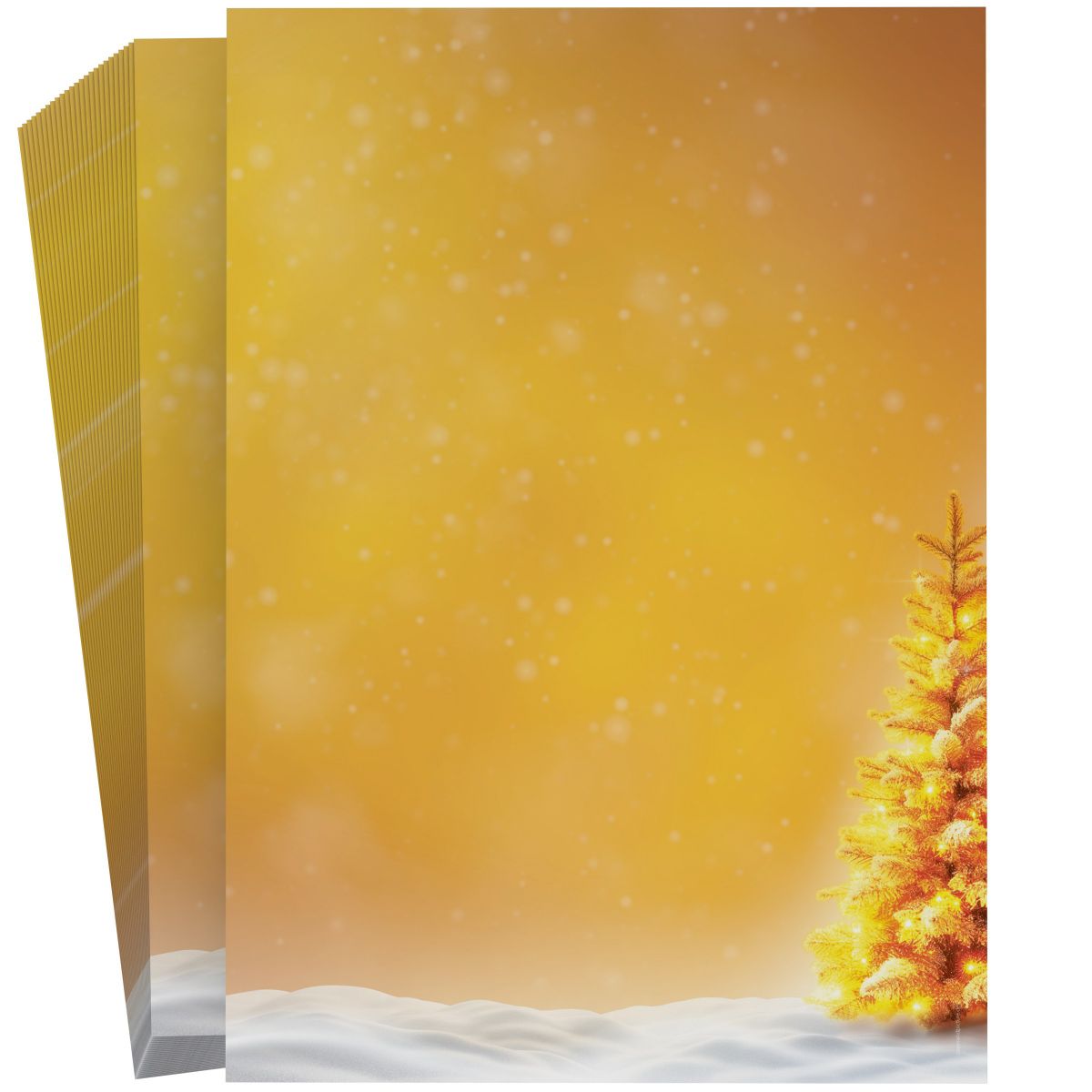 Festliches Weihnachtsbriefpapier Serie „Strahlender Tannenbaum für private Weihnachtsgrüße