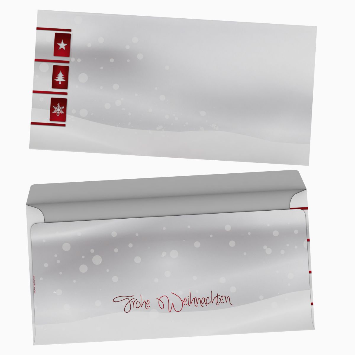 Christmas stationery White Christmas with additional Silver Colour with windowless envelopes