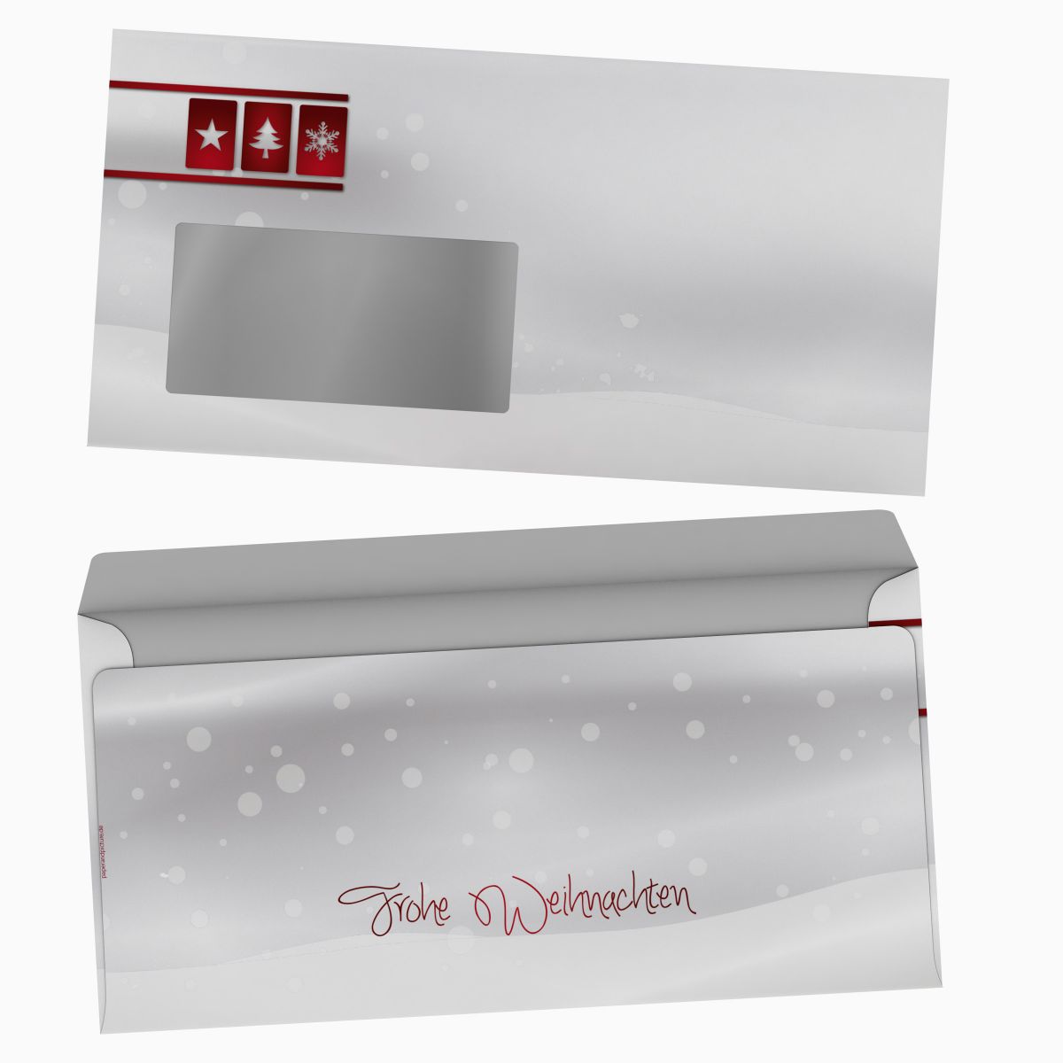 Christmas stationery White Christmas with additional Silver Colour with window envelopes