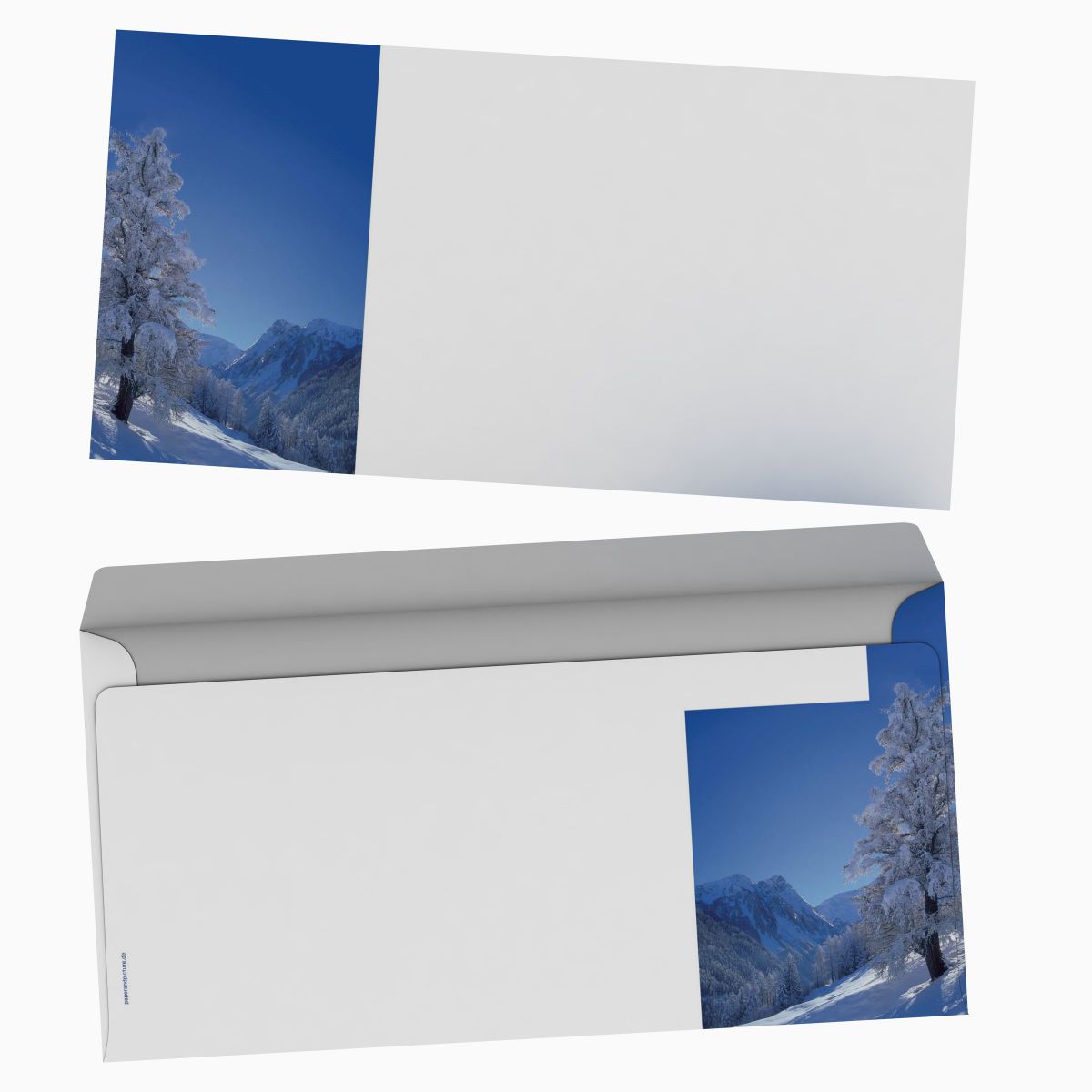 Weihnachtsbriefpapier Winterlandschaft mit Kuverts ohne Fenster