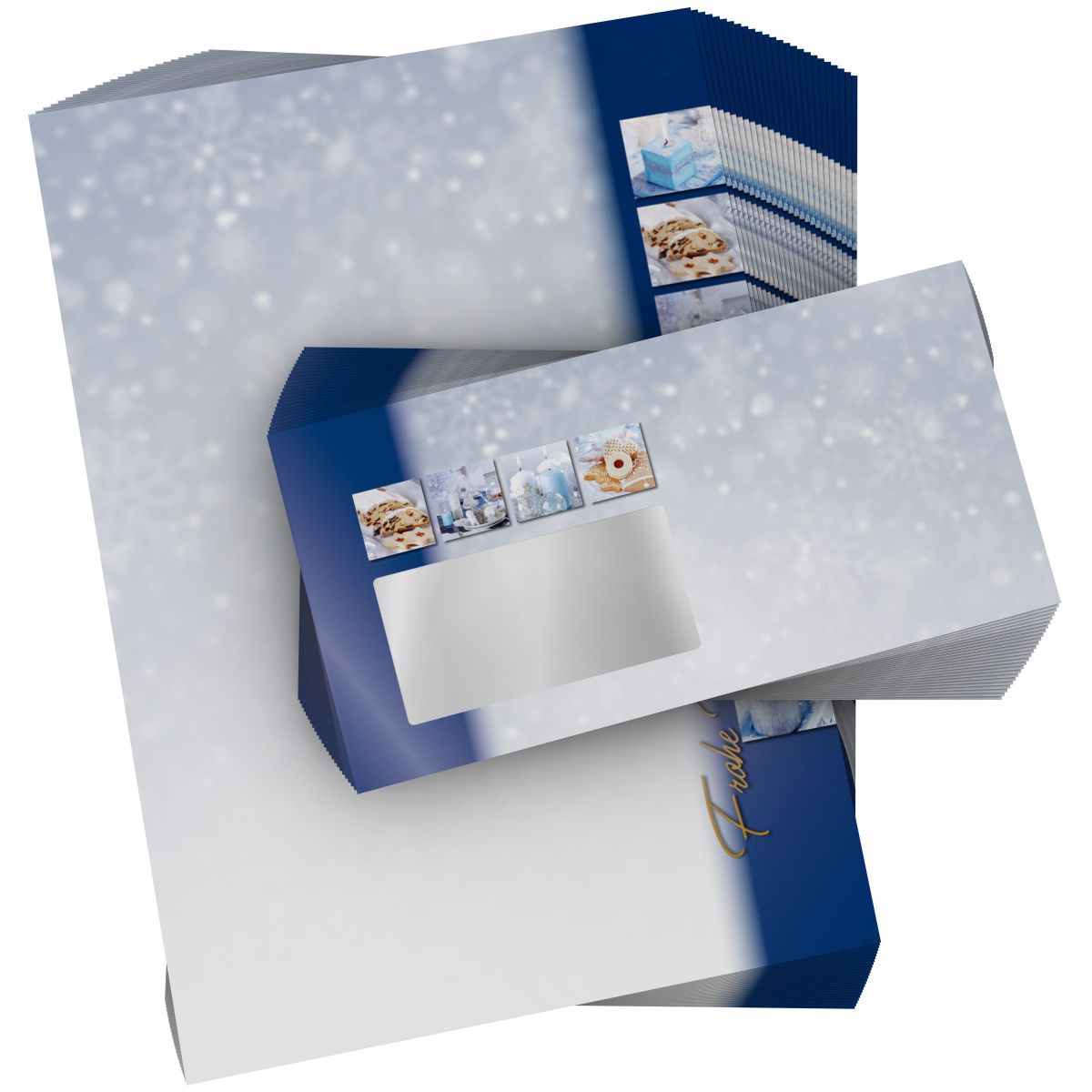 Detailansicht vom Weihnachtsbriefpapier Weihnachtstisch mit winterlichem Design