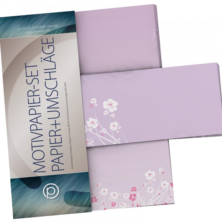 Motivpapier Blumenranken LILA Briefpapier mit Motiv
