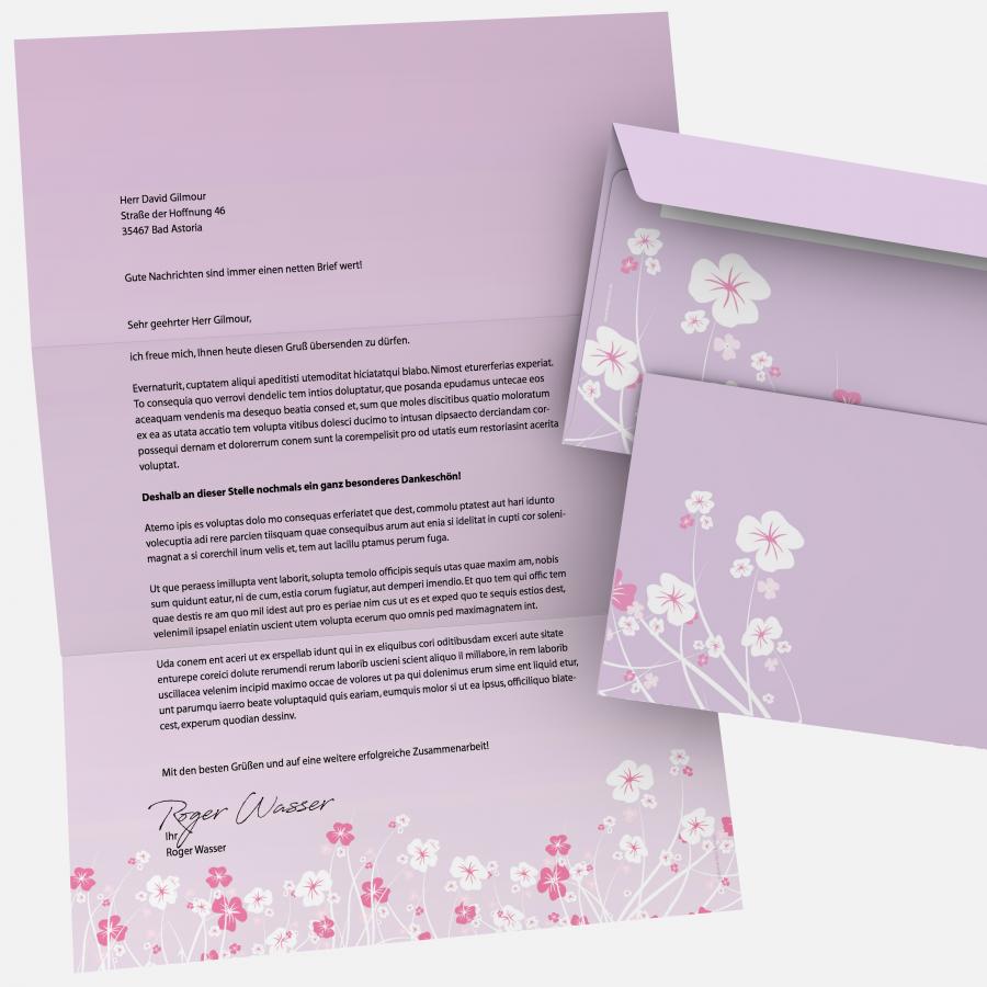 Motivpapier Blumenranken LILA Briefpapier mit Motiv