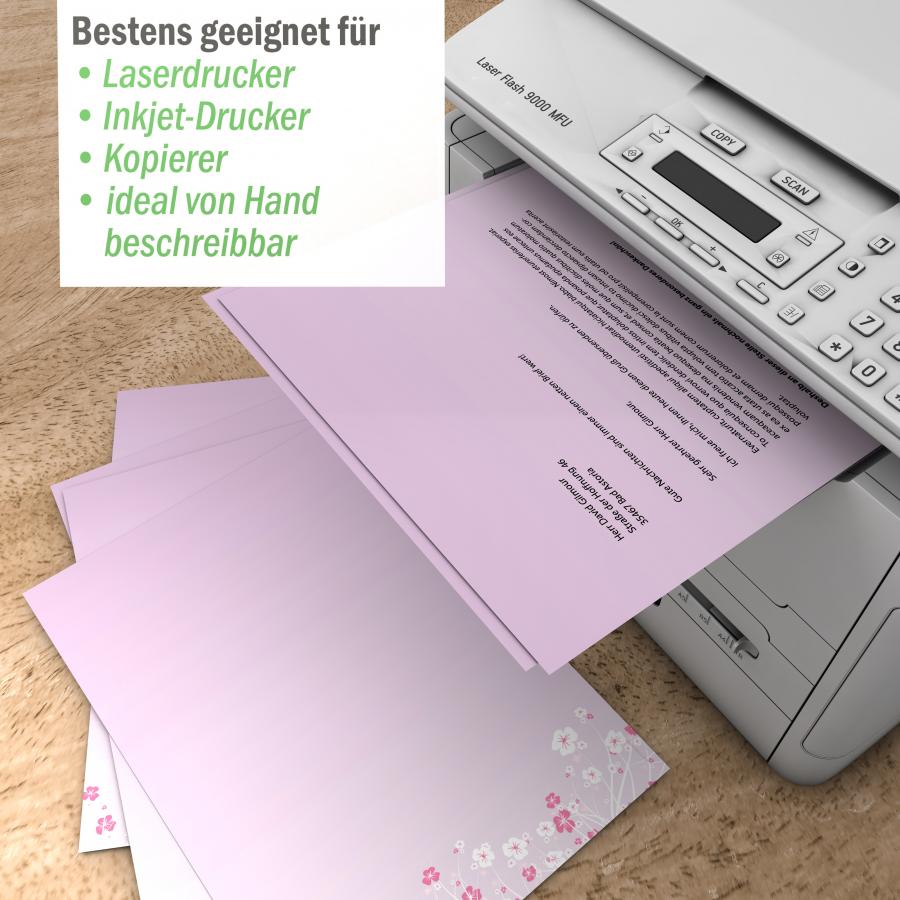 Motivpapier Blumenranken LILA Briefpapier mit Motiv
