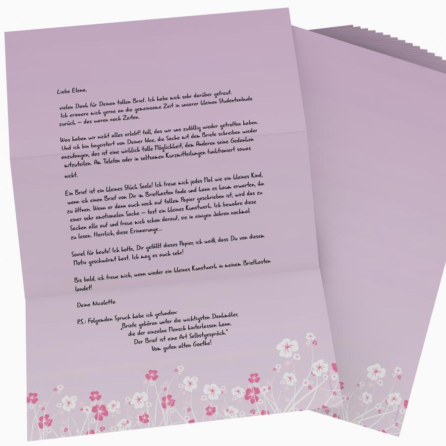 Motivpapier Blumenranken LILA Briefpapier mit Motiv
