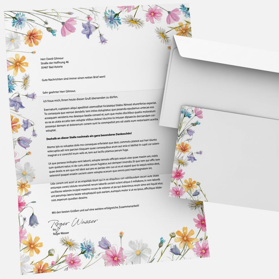 Motivpapier Blumenranken LILA Briefpapier mit Motiv