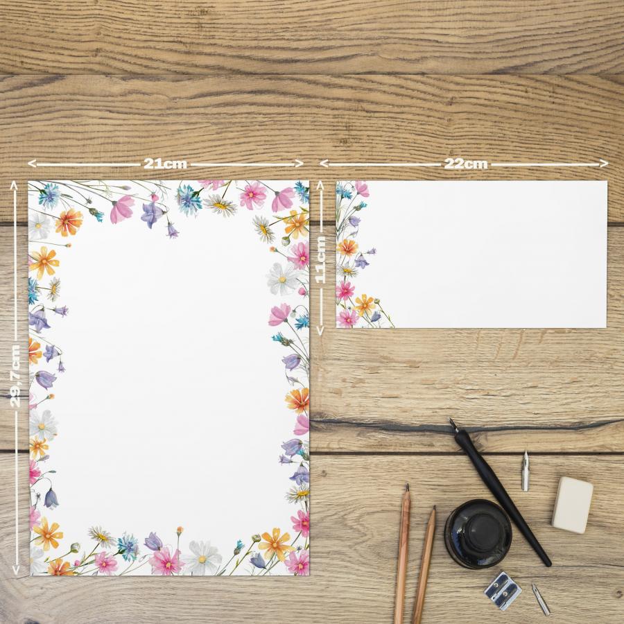 Motivpapier Blumenranken LILA Briefpapier mit Motiv