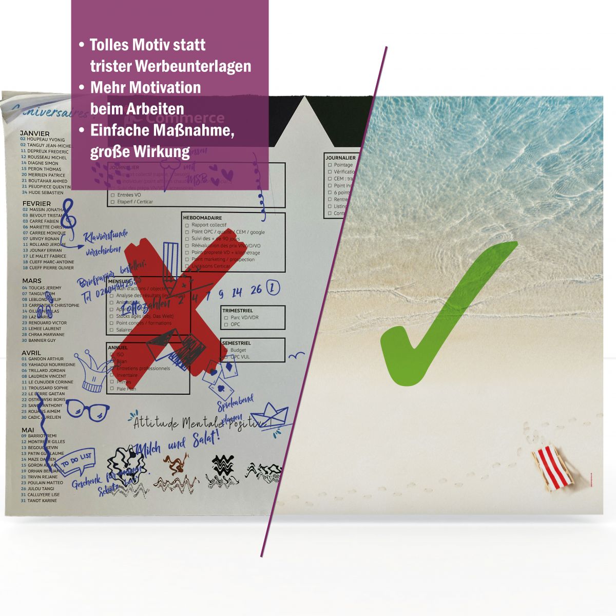 Edle Schreibtischunterlage aus hochwertigem Papier mit exklusivem Traumurlaub Strandmotiv von paperandpicture.