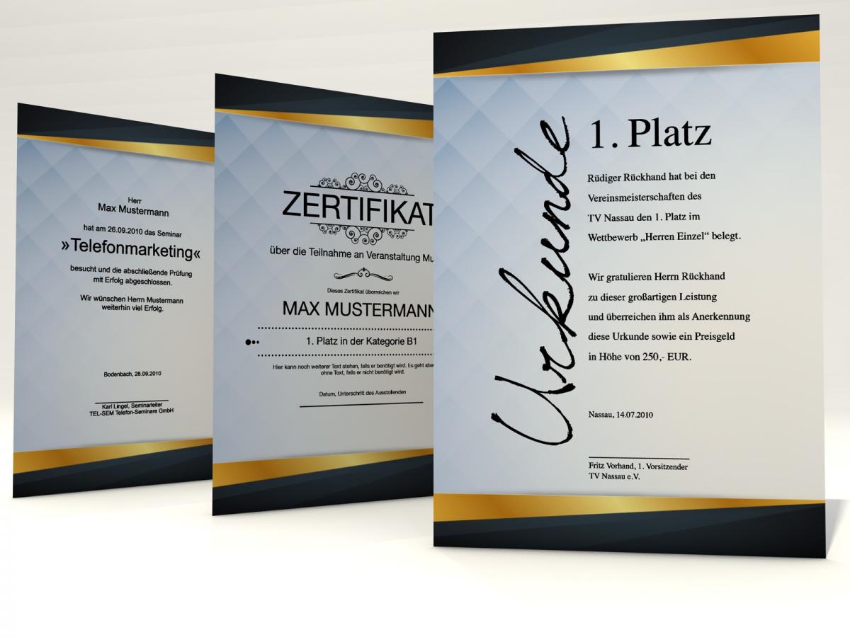 Urkundenpapier Zertifikat