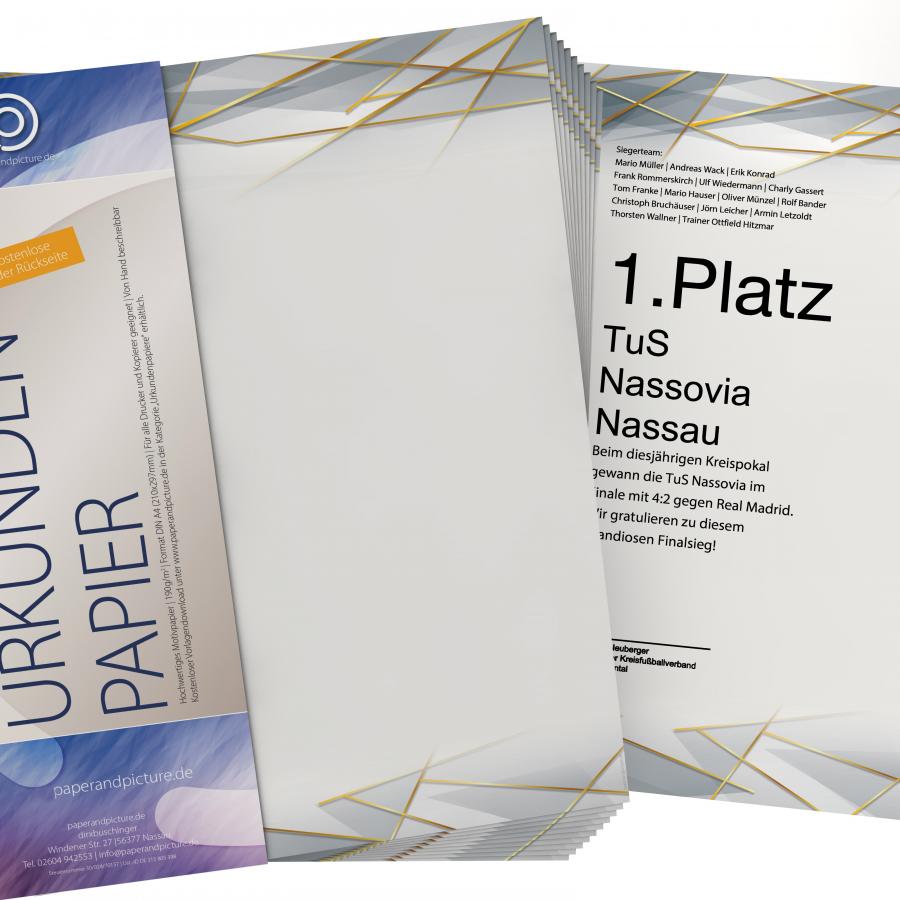 Urkundenpapier DIN A4 190 g/m² beidseitig bedruckt – Motiv Prestige Lines2