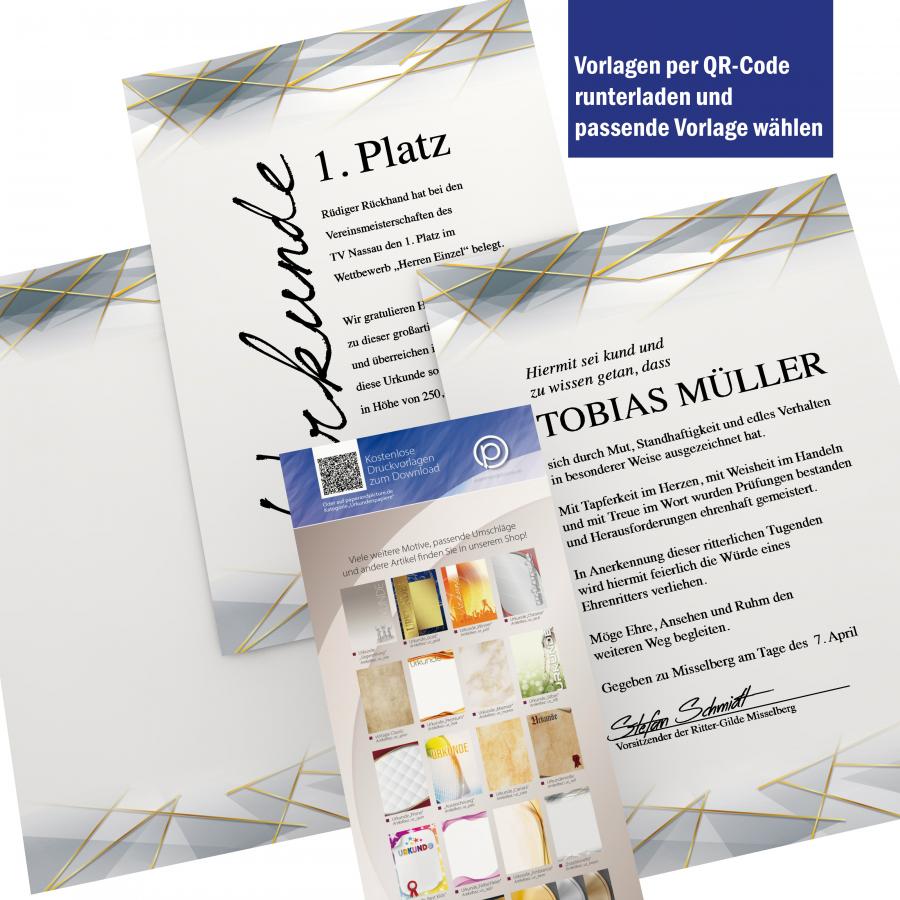 Urkundenpapier DIN A4 190 g/m² beidseitig bedruckt – Motiv Prestige Lines2