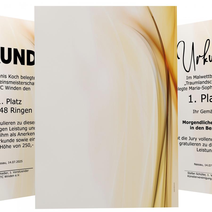 Urkundenpapier DIN A4 190 g/m² beidseitig bedruckt – Motiv Ambiance in warmem Gold-Design