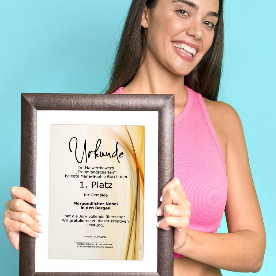 Urkundenpapier DIN A4 190 g/m² beidseitig bedruckt – Motiv Ambiance in warmem Gold-Design
