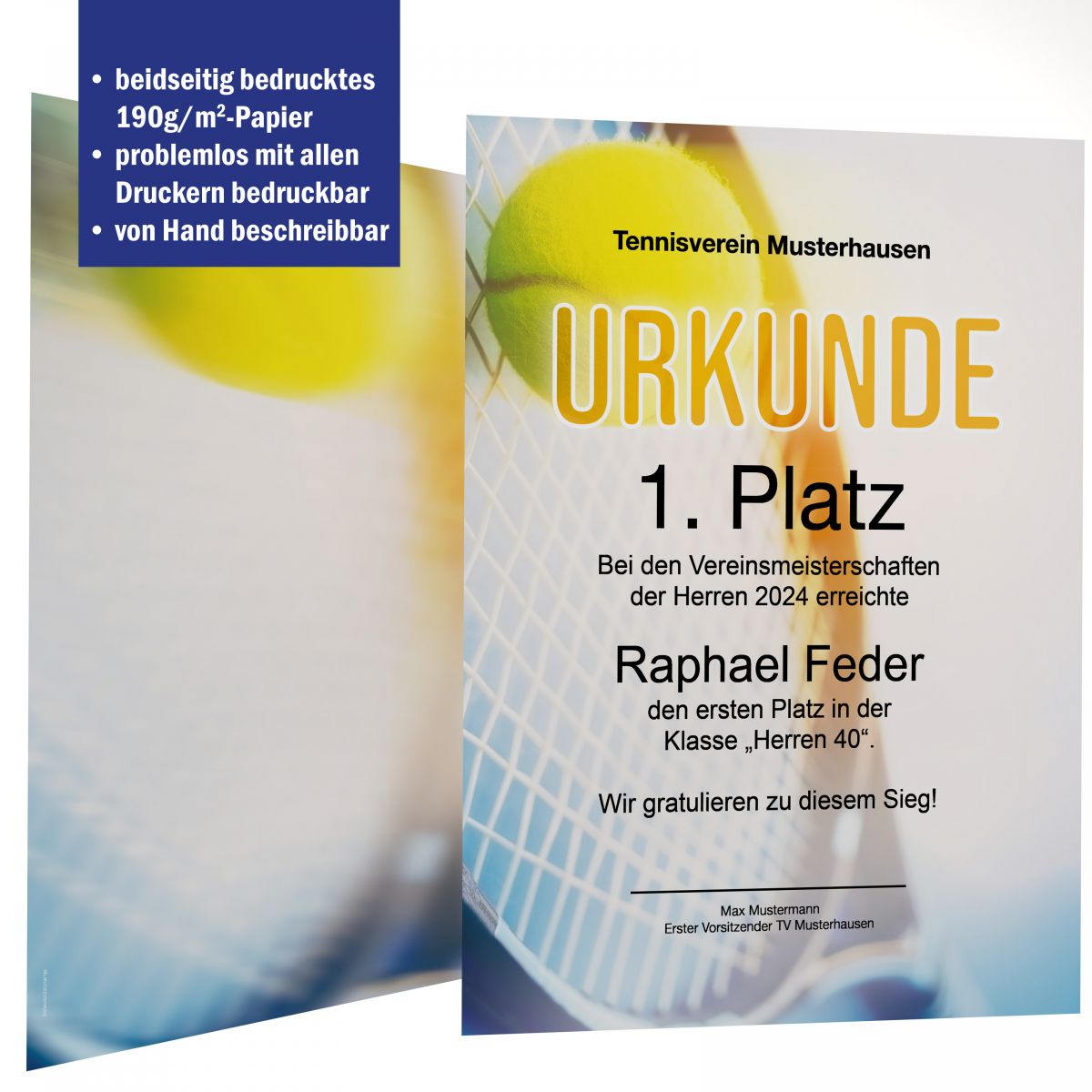 Urkundenpapier Tennis
