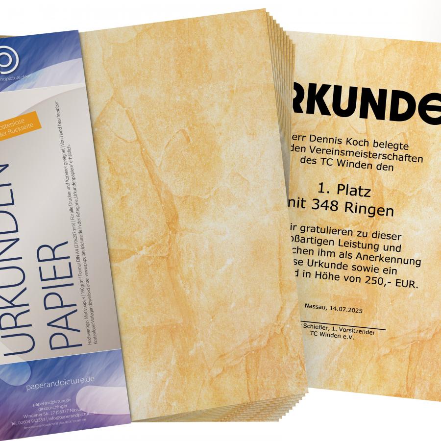 Certificate paper A4 190 gsm double-sided printed – Carrara Classic design