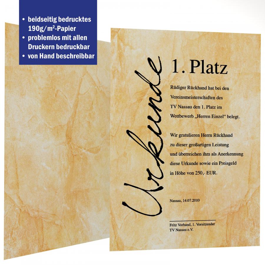 Certificate paper A4 190 gsm double-sided printed – Carrara Classic design