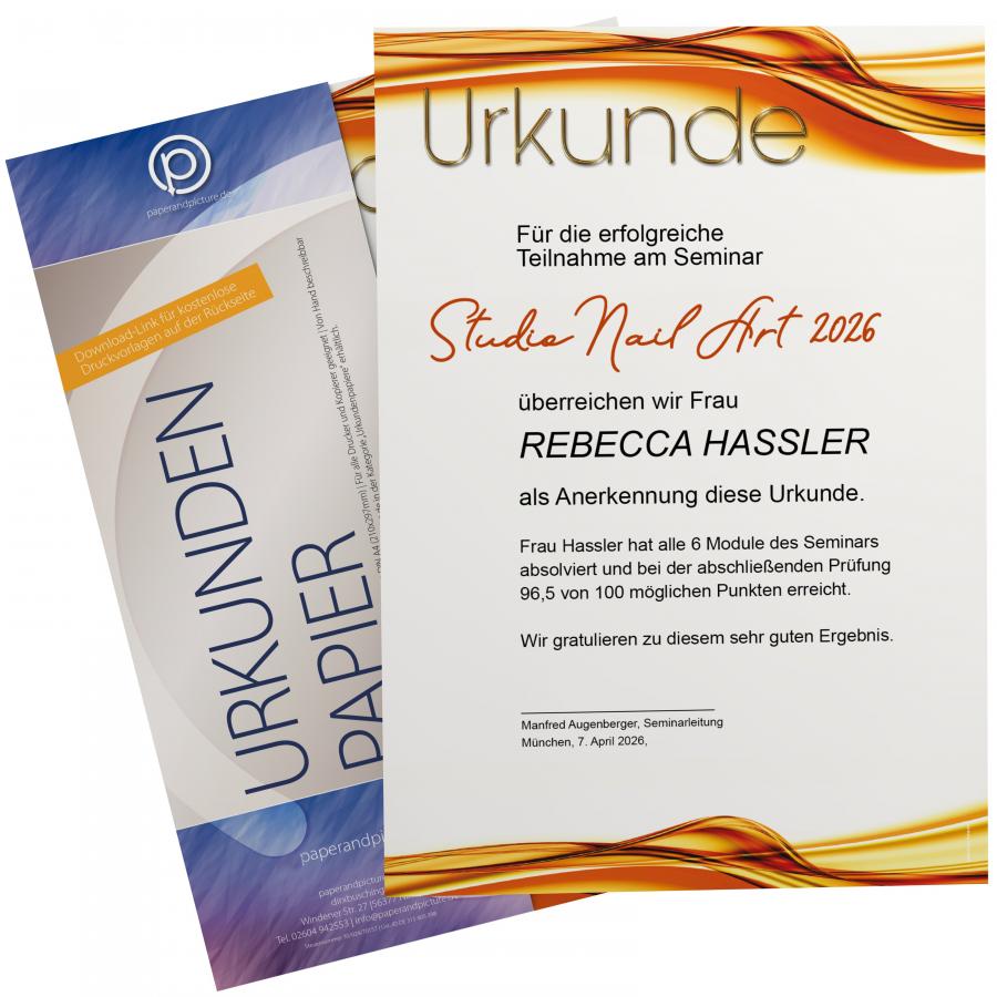 Urkundenpapier DIN A4 190 g/m² beidseitig bedruckt – Motiv Premium mit Goldwellen