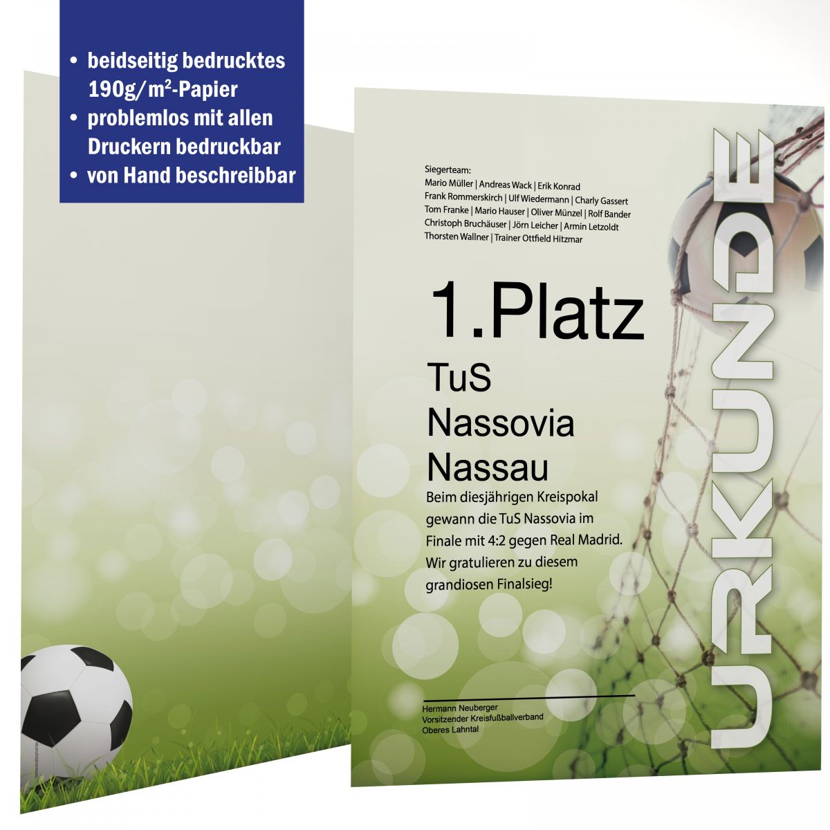 Certificate Paper Football