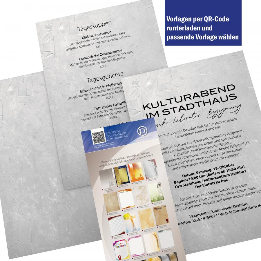 Urkundenpapier DIN A4 190 g/m² beidseitig bedruckt – Motiv Structure Grau